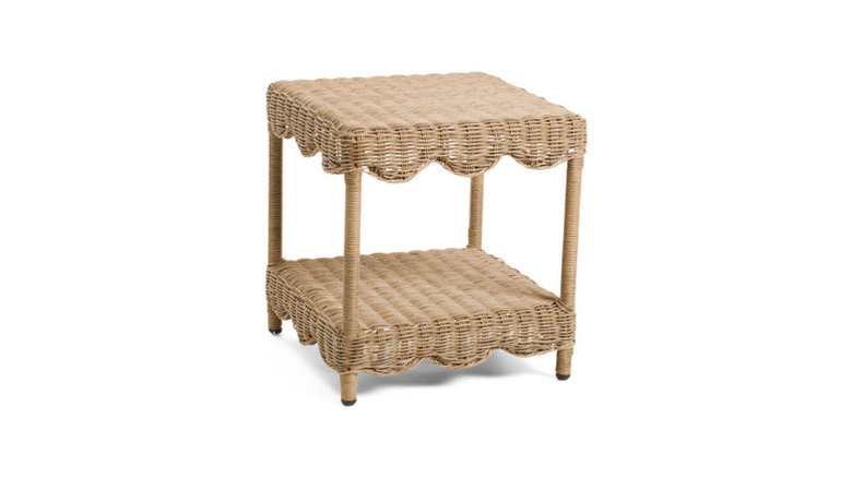 Nautica's Wicker Outdoor Scalloped Accent Table on a white background