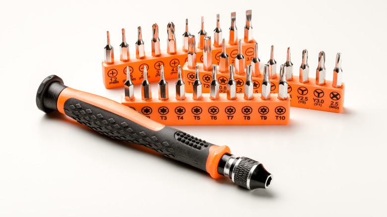 Set of magnetic precision screwdriver bits
