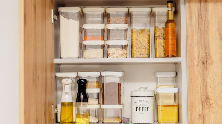 An insider look at a kitchen cabinet.