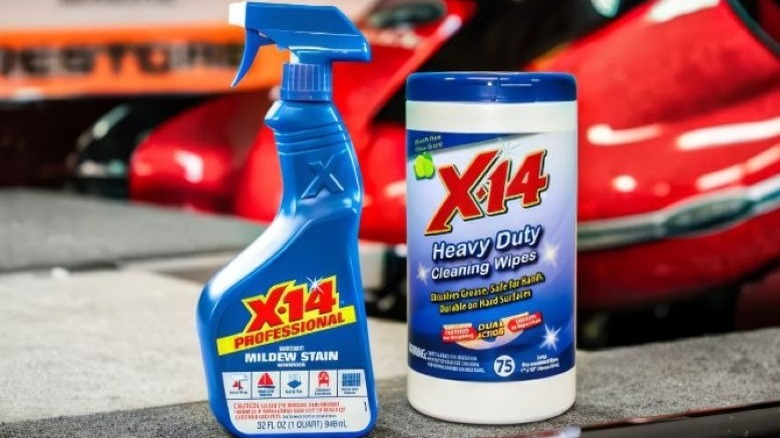X-14 spray bottle and heavy duty cleaning wipes