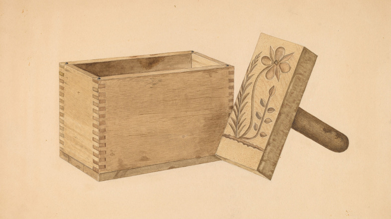 A sketch of a wooden stamp butter mold