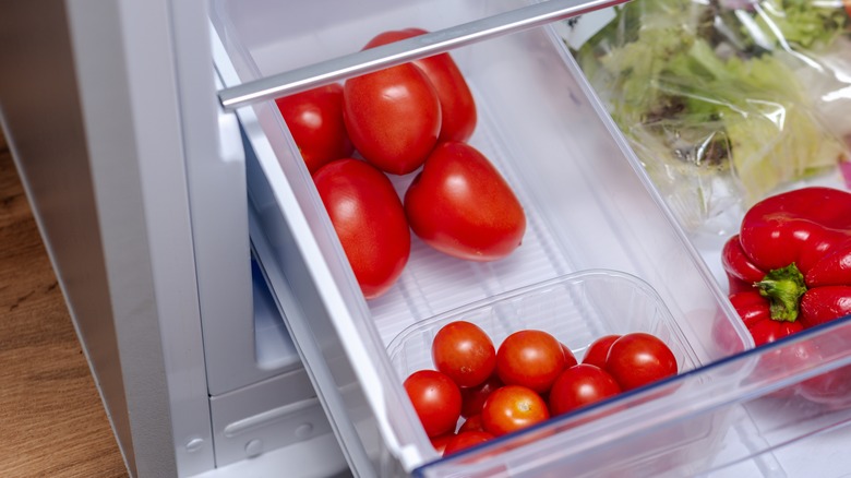 Refrigerator drawer with bins and dividers