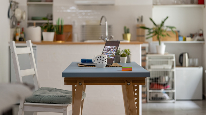 Desk in kitchen