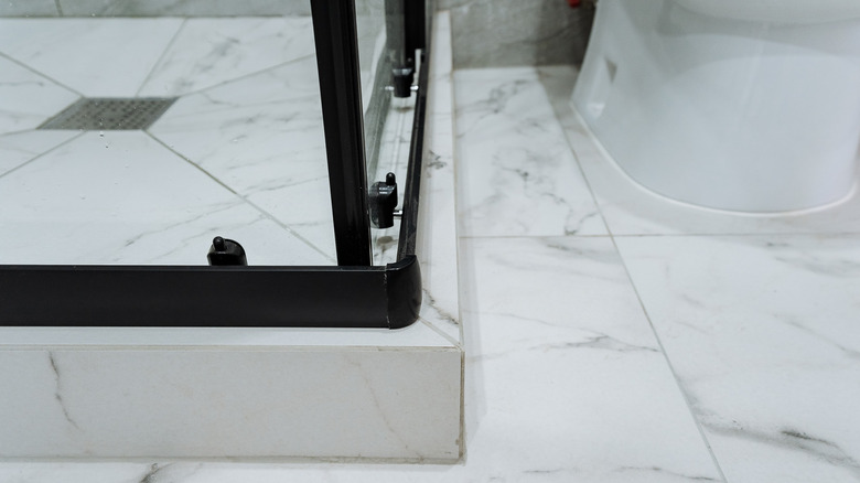 view of bottom of curbed shower