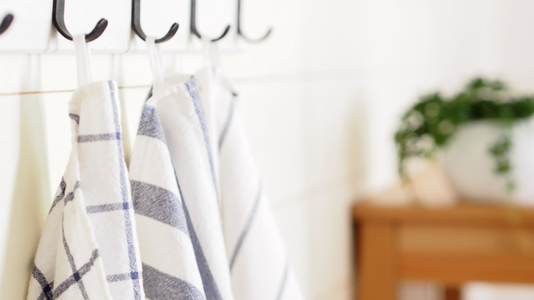 Towels hanging on hooks