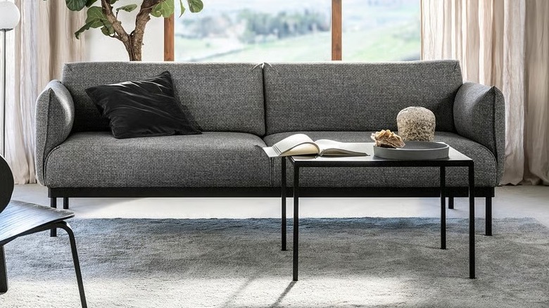 A grey IKEA ÄPPLARYD Sofa in a living room