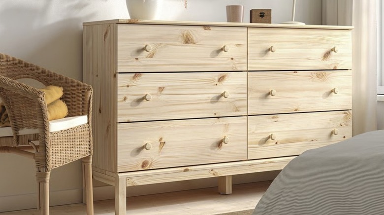 IKEA's pine TARVA dresser in a bedroom