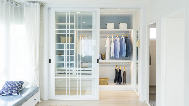 Decorative glass closet doors