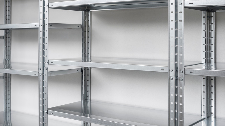 Metal modular shelving that can be adjusted