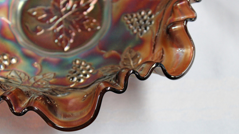 Close up of iridescent vase