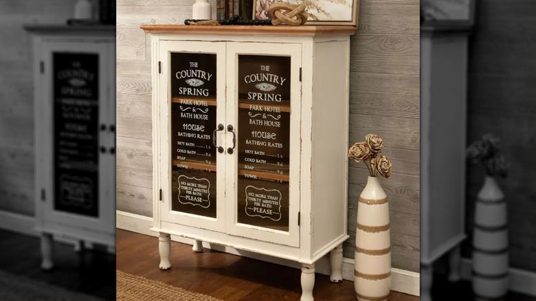 Antique distressed white cabinet
