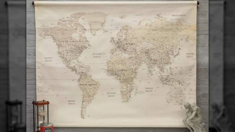 World map wall tapestry