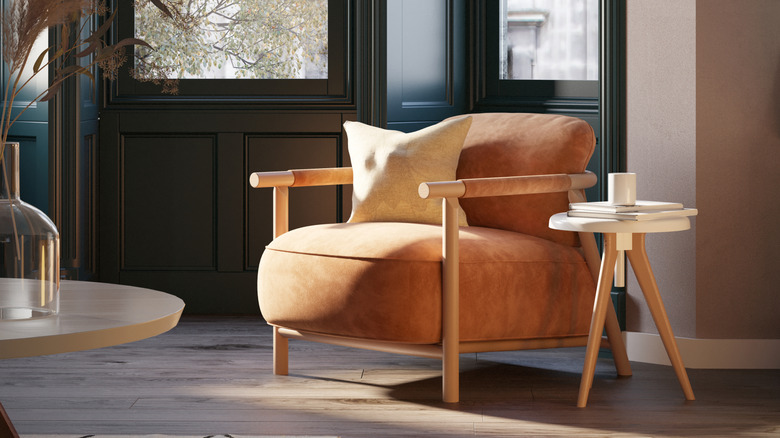 plush brown armchair in a modern room