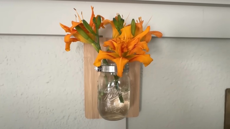 Dollar Tree cutting board wall vase