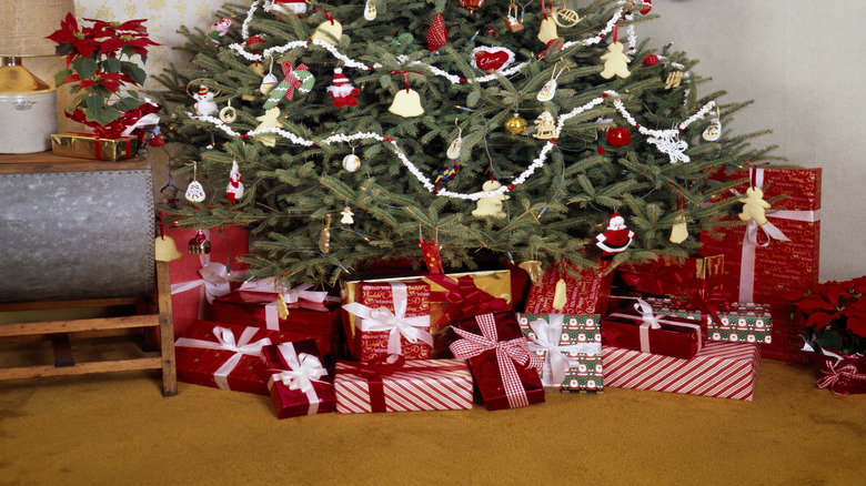 Retro tree with several homemade ornaments