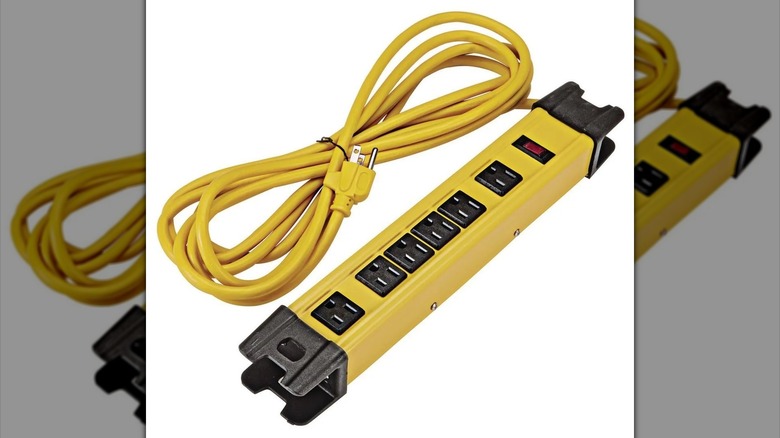 Harbor Freight HFT yellow six-outlet power strip
