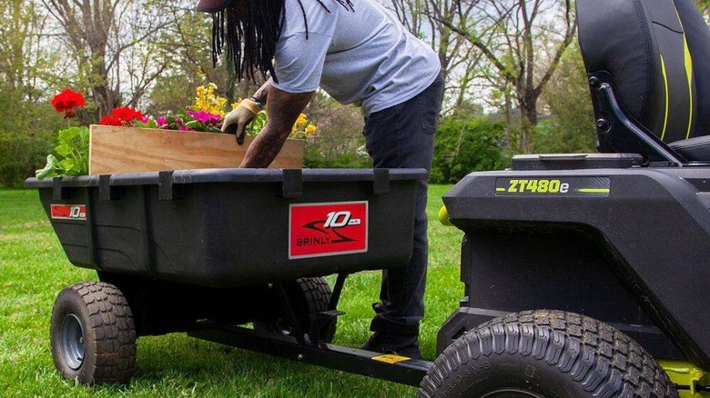 Brinly-Hardy tow-behind lawn mower trailer dump cart