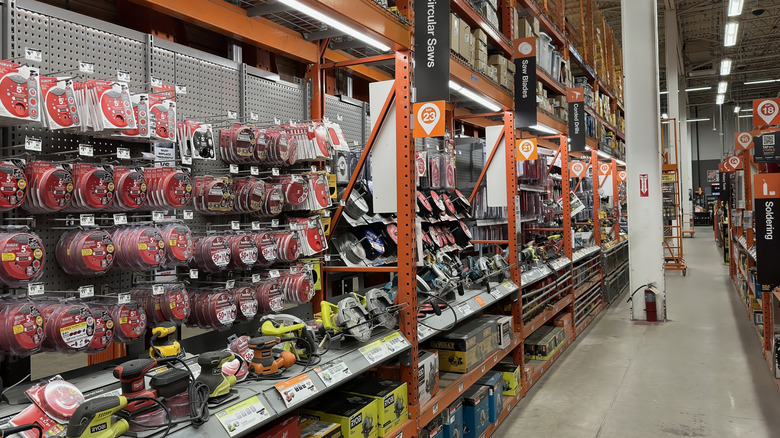 The power tools aisle at a Home Depot store in the U.S.
