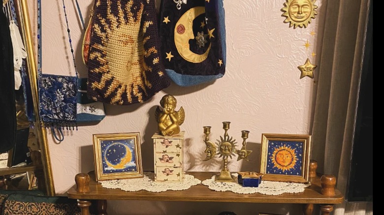 An area covered in celestial home items.