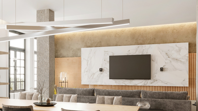 TV unit with marble background
