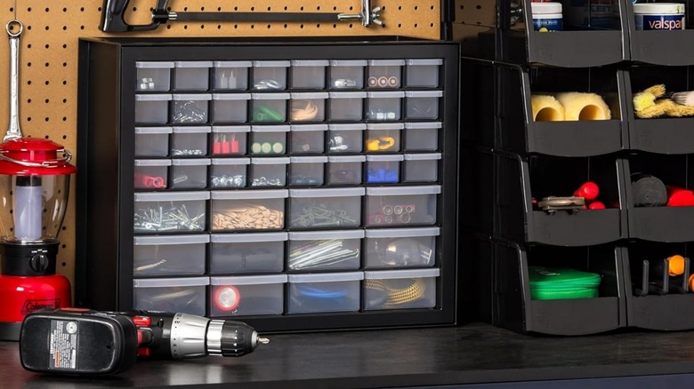 Iris USA Small Parts Cabinet on organized work surface