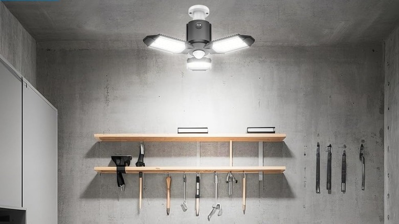 Toberich Motion Sensor Garage Light over garage shelves