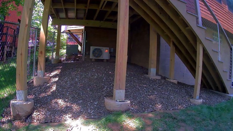 Gravel under a deck