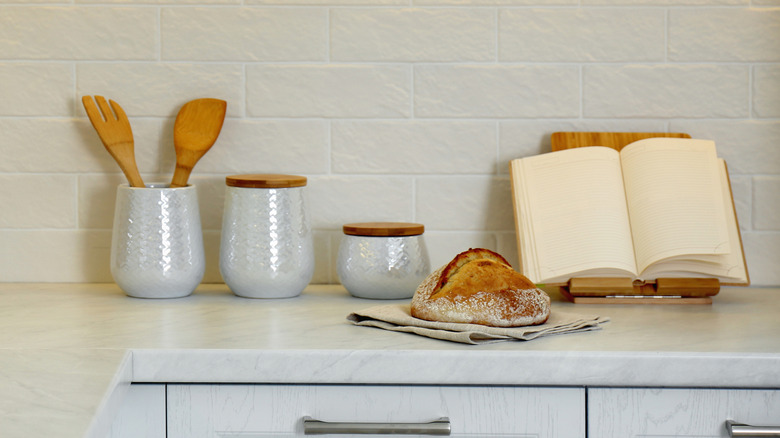 Cookbook on kitchen counter