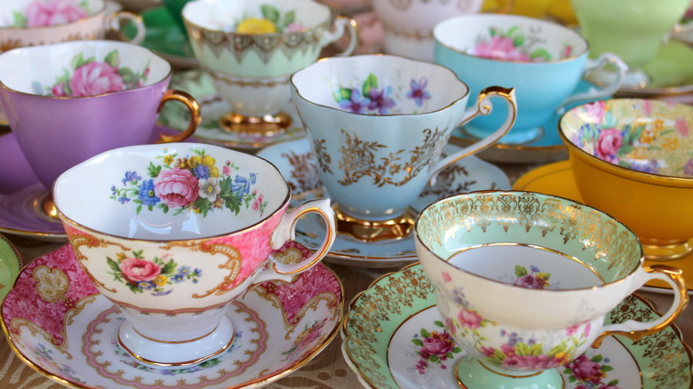 colorful teacups on table