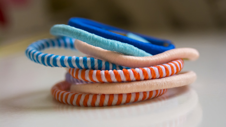 stack of colorful hair ties