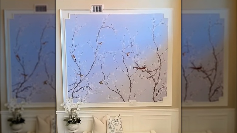 Wallpaper on a wall with a border
