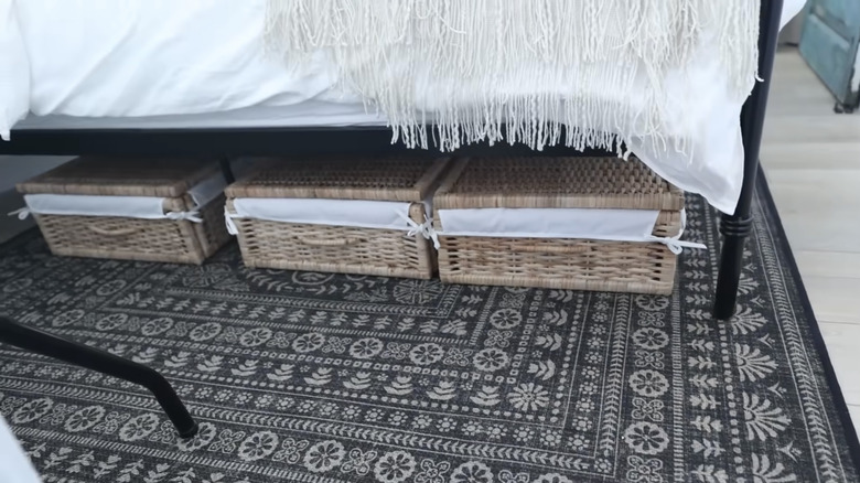 basket storage below bed
