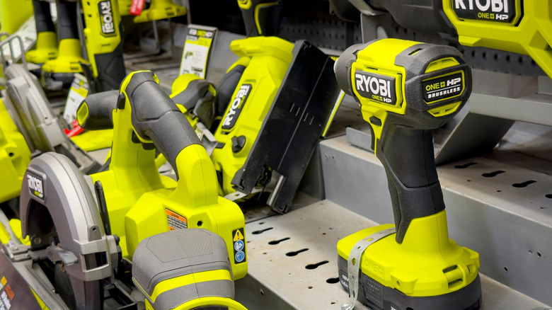 a selection of Ryobi power tools for the home improvement DIYer