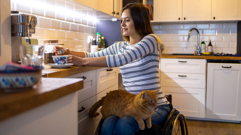 Person in wheelchair in kitchen