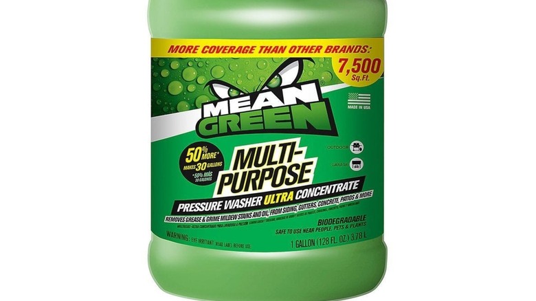 A bottle of Mean Green cleaner on a white background
