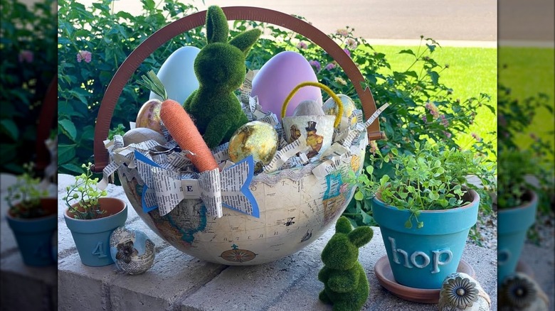 A globe Easter basket full of goodies