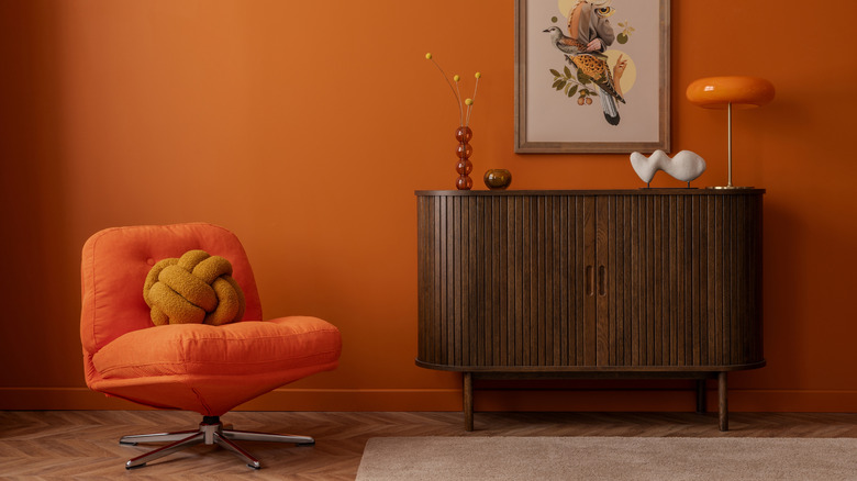 Orange 70s inspired interior design