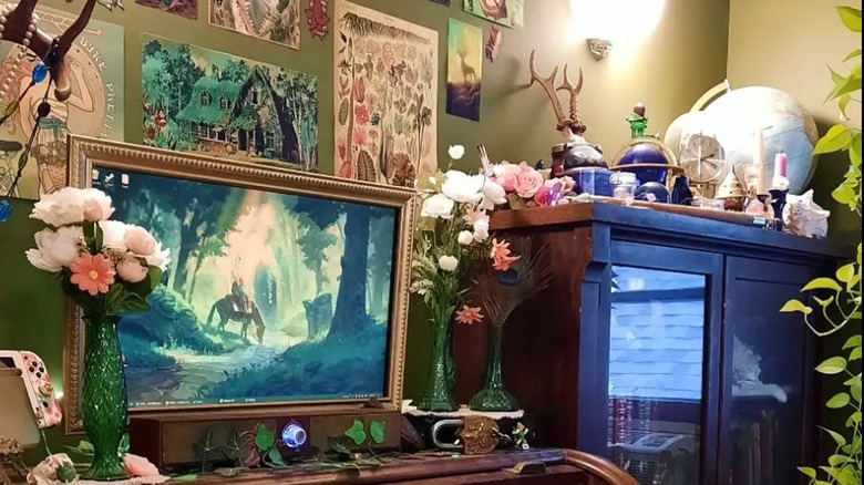 Lots of trinkets, vases, and pictures in a home