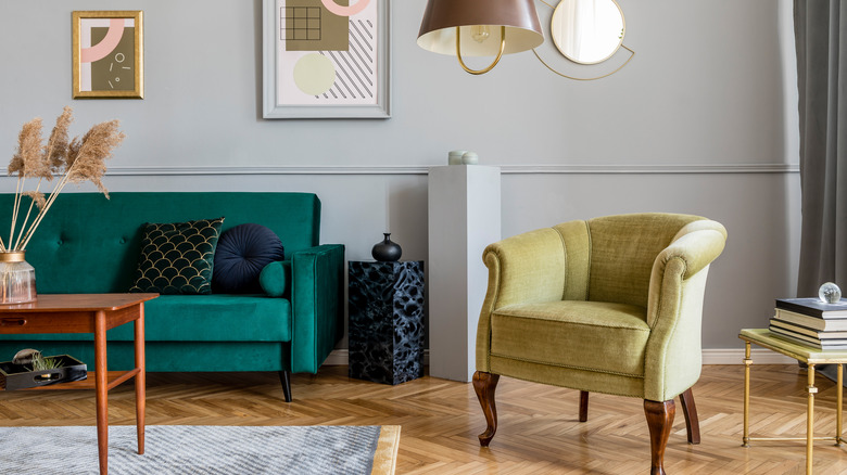 yellow velvet chair