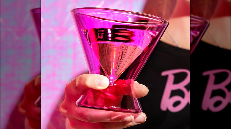 Pink empty Barbie martini glass