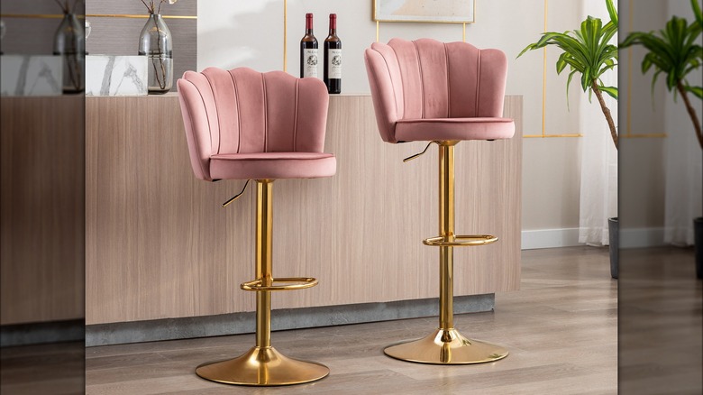 Pink swivel bar stools