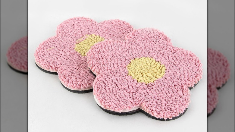 Pink tufted coasters