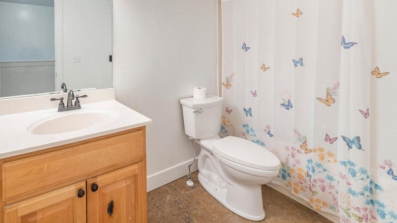 butterflies on shower curtain