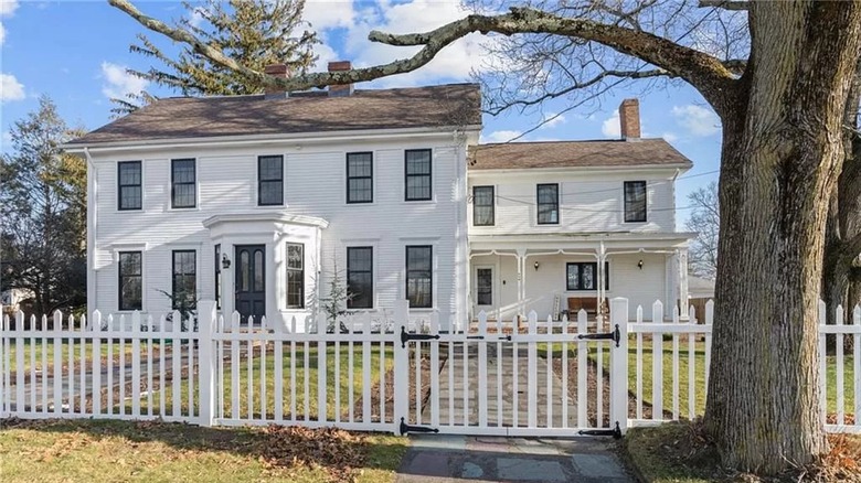 White colonial house exterior