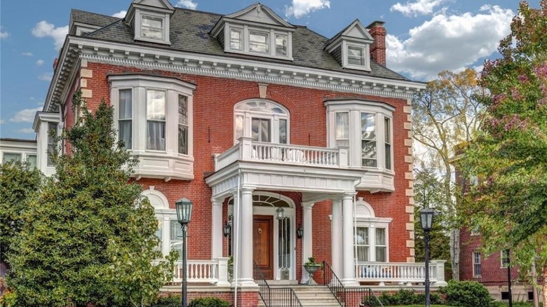 Large red brick colonial house