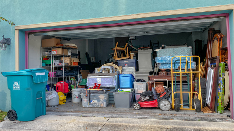 cluttered garage