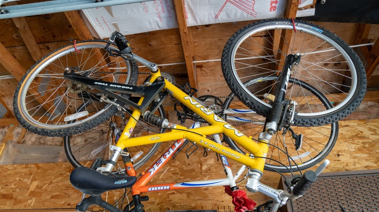 bikes on garage ceiling