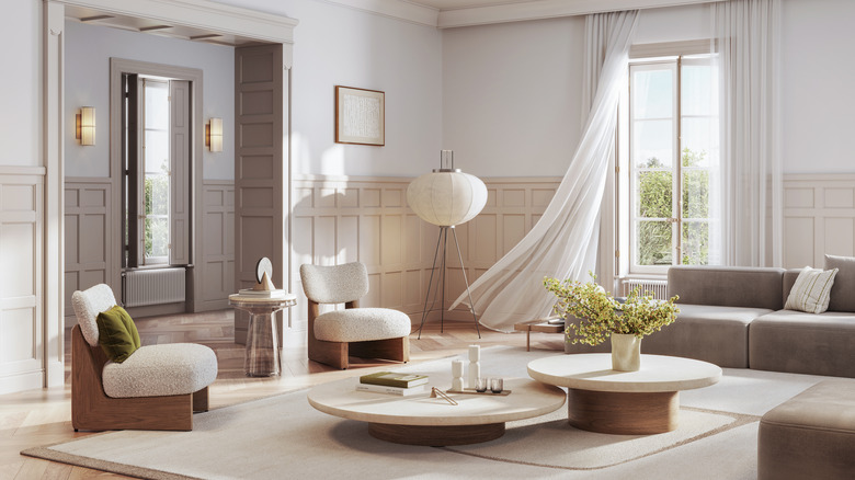 airy ivory and beige living room