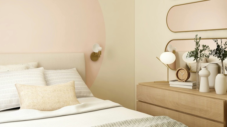 pink and beige bedroom home decor