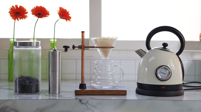 tea kettle and coffee drop